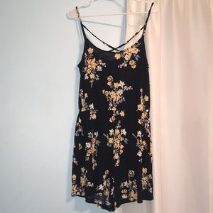 Black Foral Romper